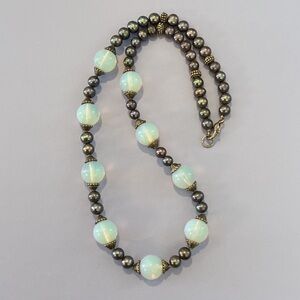 Moonstone Beads, Real Lavender Pearls and Sterling Spacer Necklace